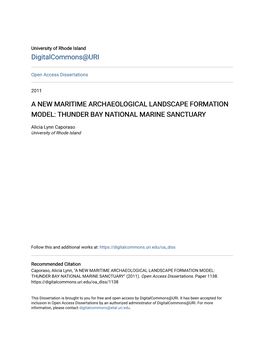 A New Maritime Archaeological Landscape Formation Model: Thunder Bay National Marine Sanctuary