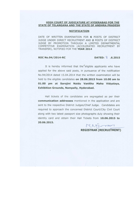 Recruitment, Notified for the Year 2014
