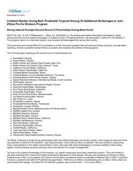 Coldwell Banker Honig-Bell, Prudential Tropical Among 33 Additional Brokerages to Join Zillow Pro for Brokers Program