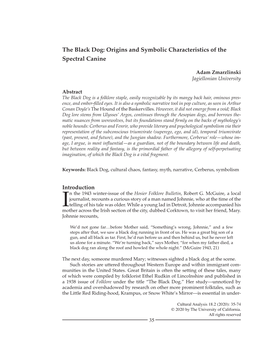 The Black Dog: Origins and Symbolic Characteristics of the Spectral Canine