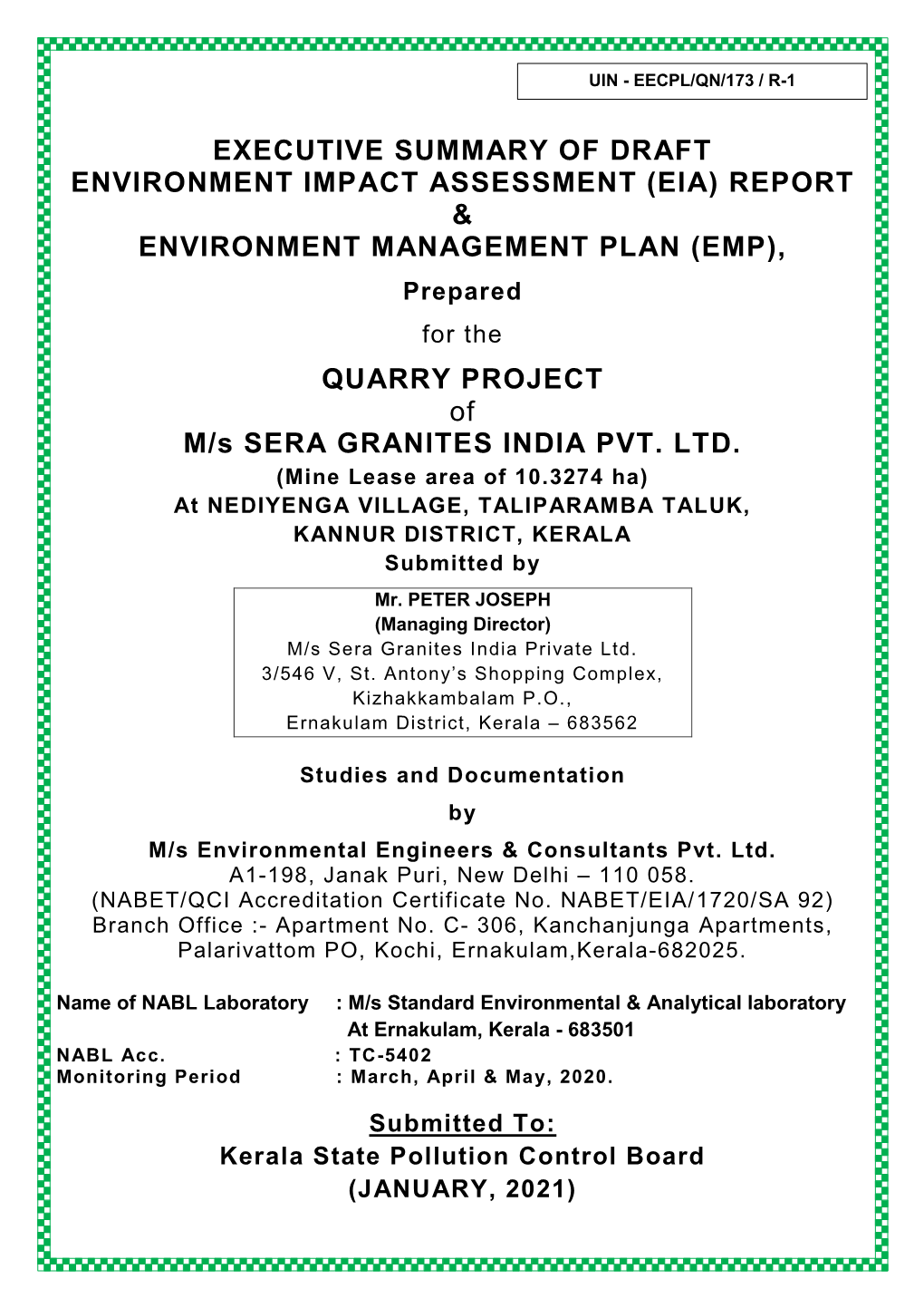 Executive Summary of Draft Environment Impact Assessment (Eia) Report ...