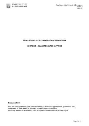 Regulations of the University of Birmingham Section 3 2020-21