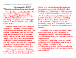 1 Corinthians 8:1-13 NIV What's the Condition of Your