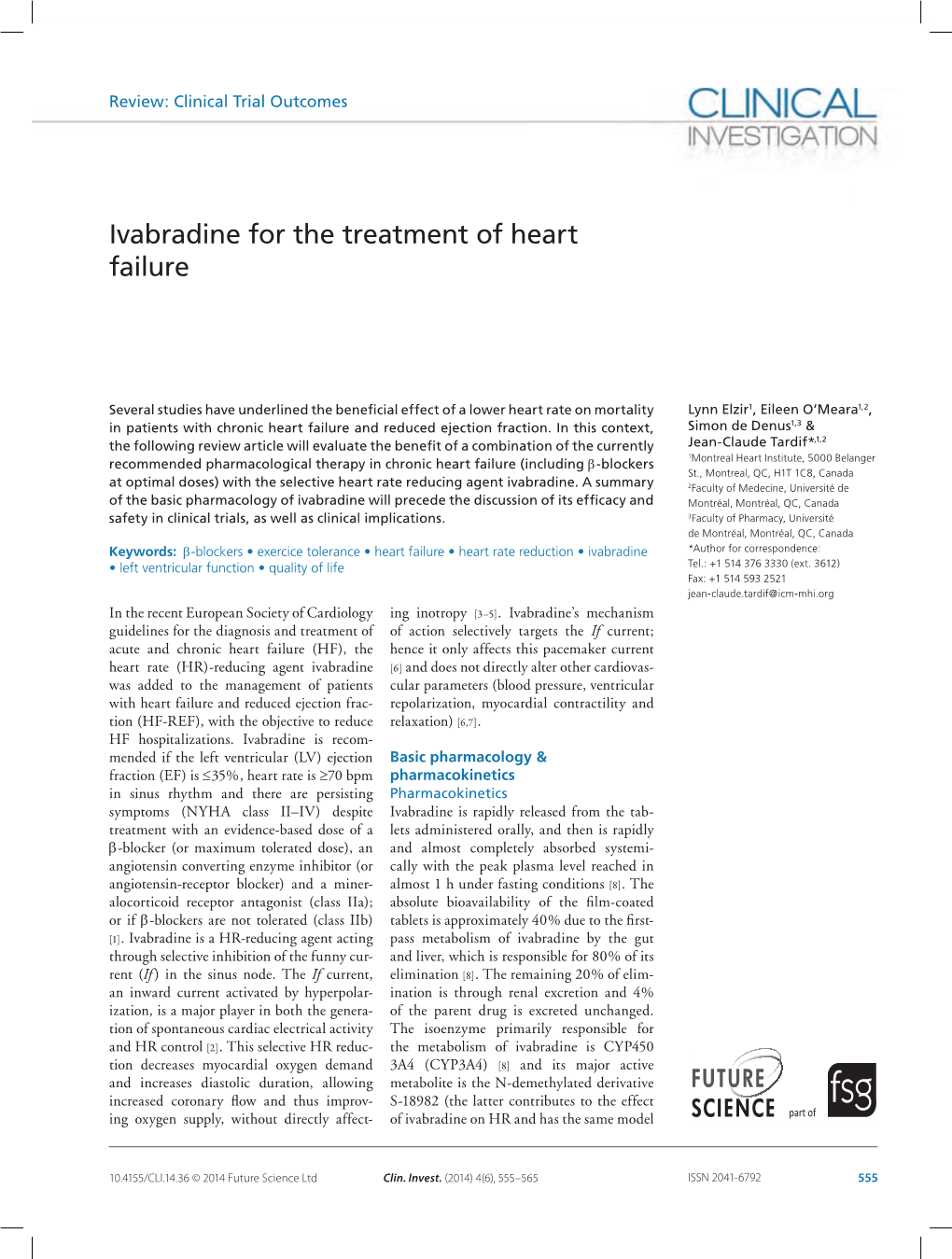 Ivabradine for the Treatment of Heart Failure