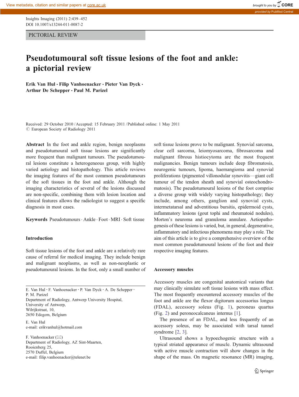 Pseudotumoural Soft Tissue Lesions of the Foot and Ankle: a Pictorial Review