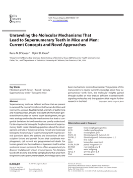 Unraveling the Molecular Mechanisms That Lead to Supernumerary Teeth in Mice and Men: Current Concepts and Novel Approaches