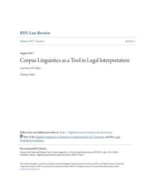 Corpus Linguistics As a Tool in Legal Interpretation Lawrence M