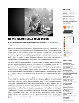 HOW CHILEAN CINEMA RULED in 2013 Chicotr Ujillofici…