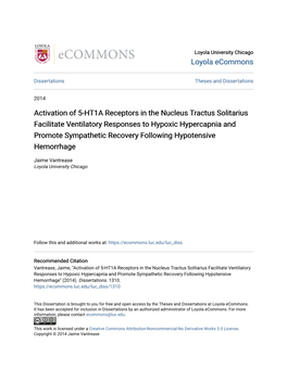 Activation of 5-HT1A Receptors in the Nucleus Tractus Solitarius Facilitate
