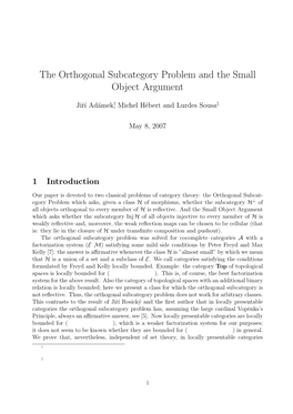 The Orthogonal Subcategory Problem and the Small Object Argument