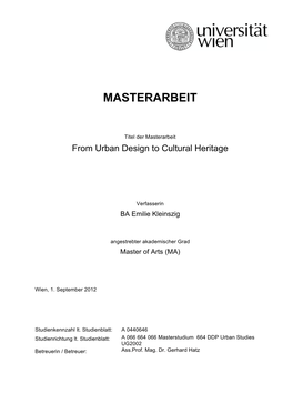 From Urban Design to Cultural Heritage