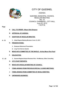 REGULAR COUNCIL AGENDA JUNE 22, 2015 Page