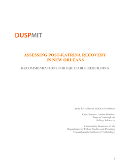 Assessing Post-Katrina Recovery in New Orleans