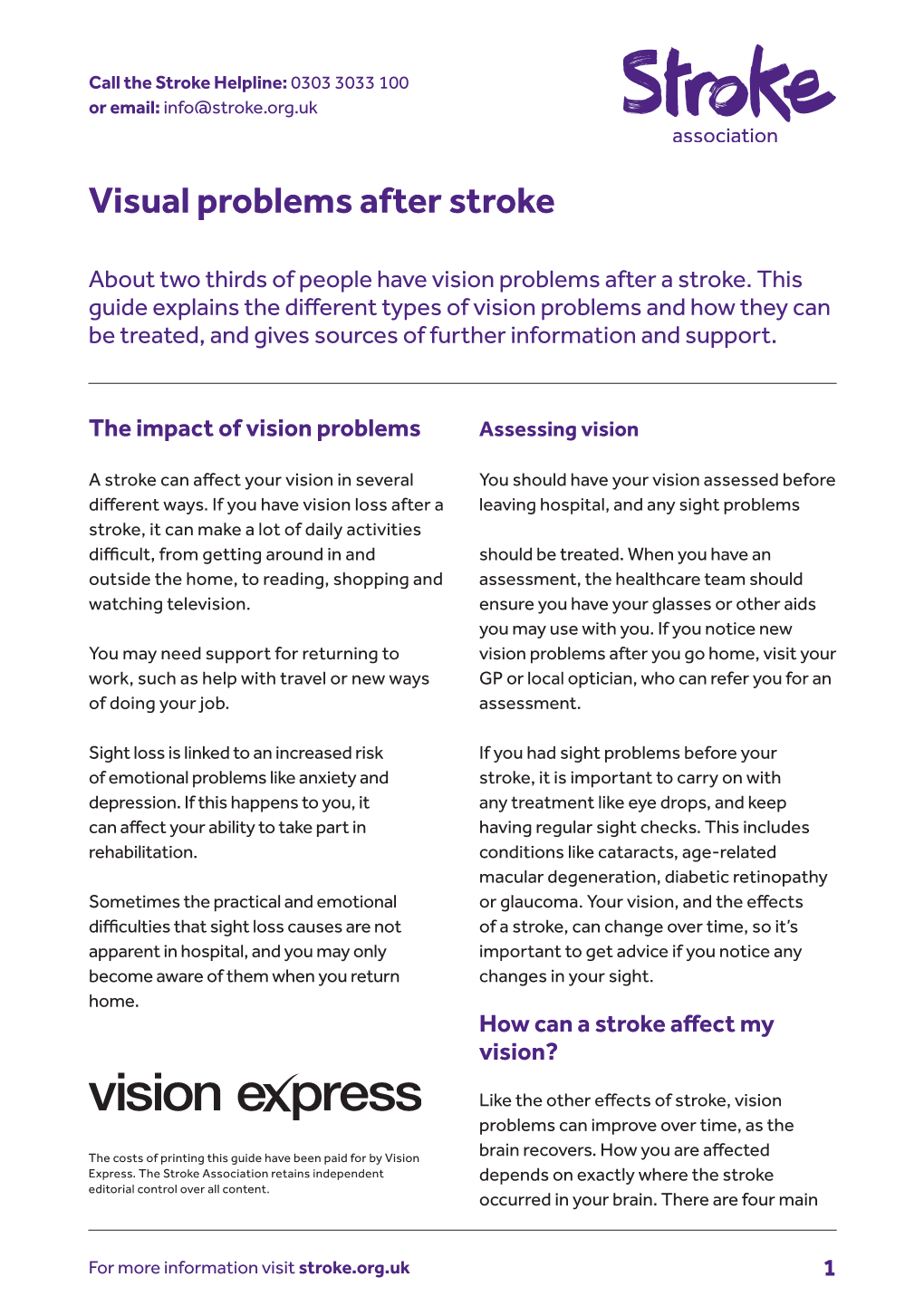 Visual Problems After Stroke