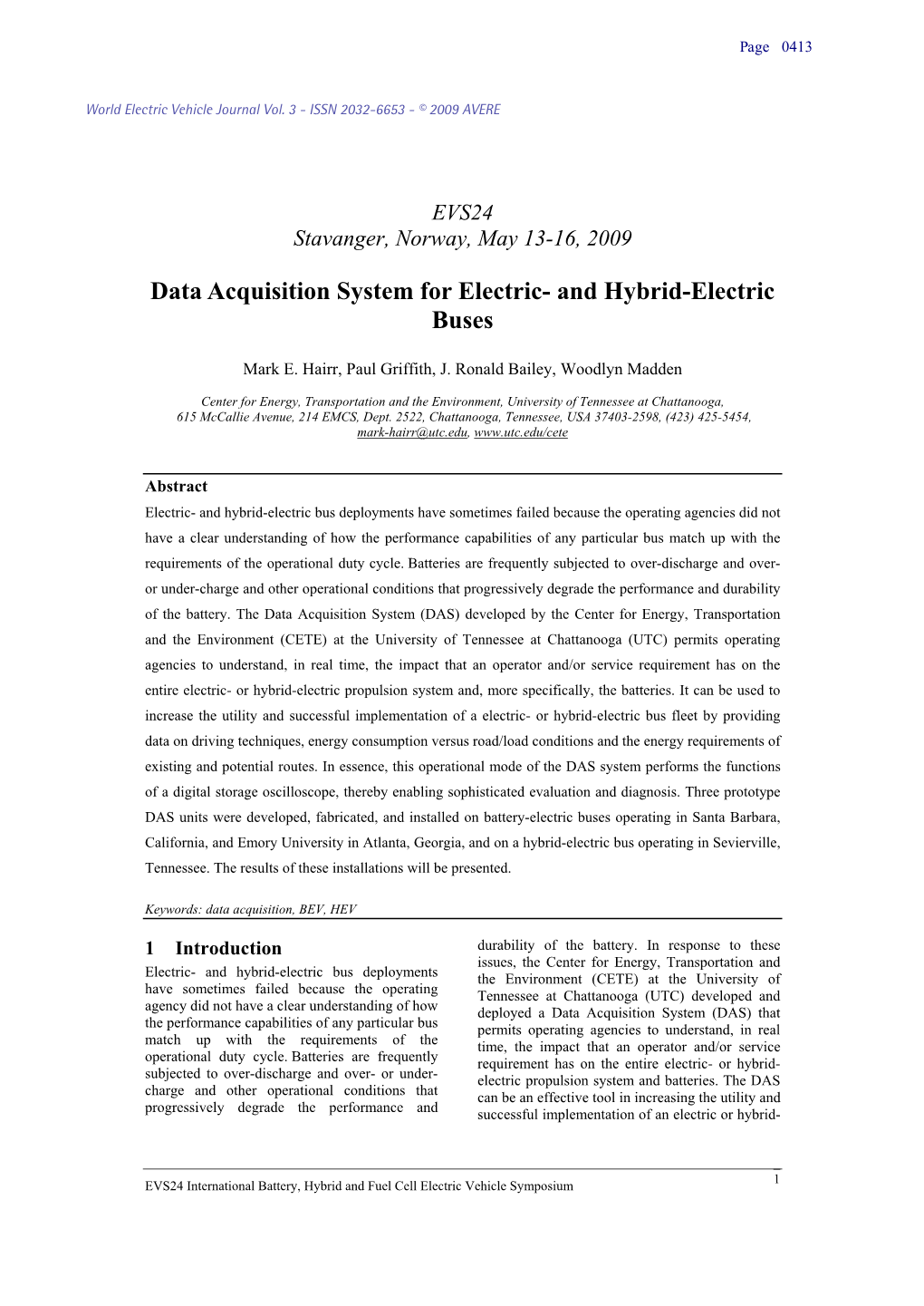 Data Acquisition System for Electric- and Hybrid-Electric Buses