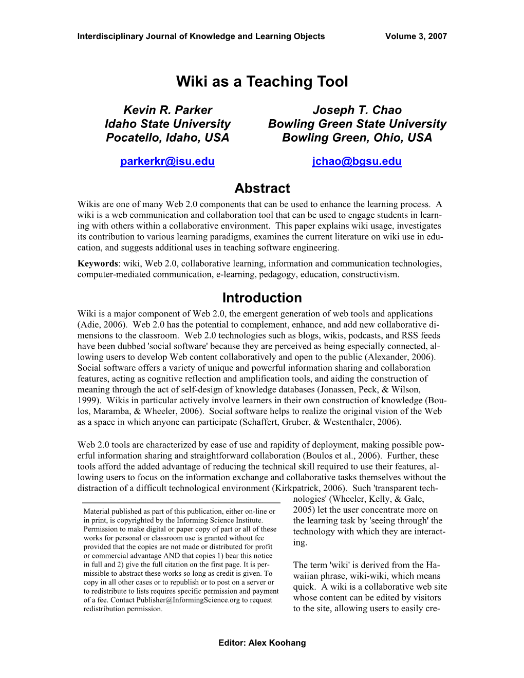 Wiki As a Teaching Tool