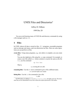 UNIX Files and Directories