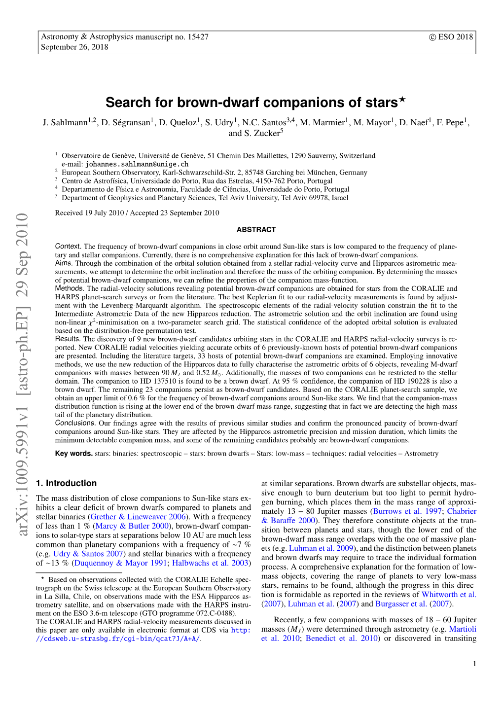 Search for Brown-Dwarf Companions of Stars? J