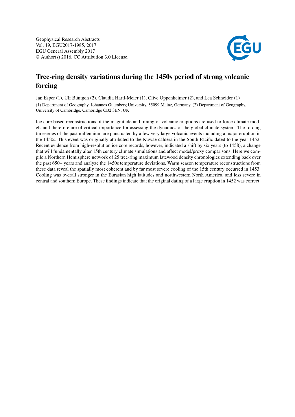 Tree-Ring Density Variations During the 1450S Period of Strong Volcanic Forcing