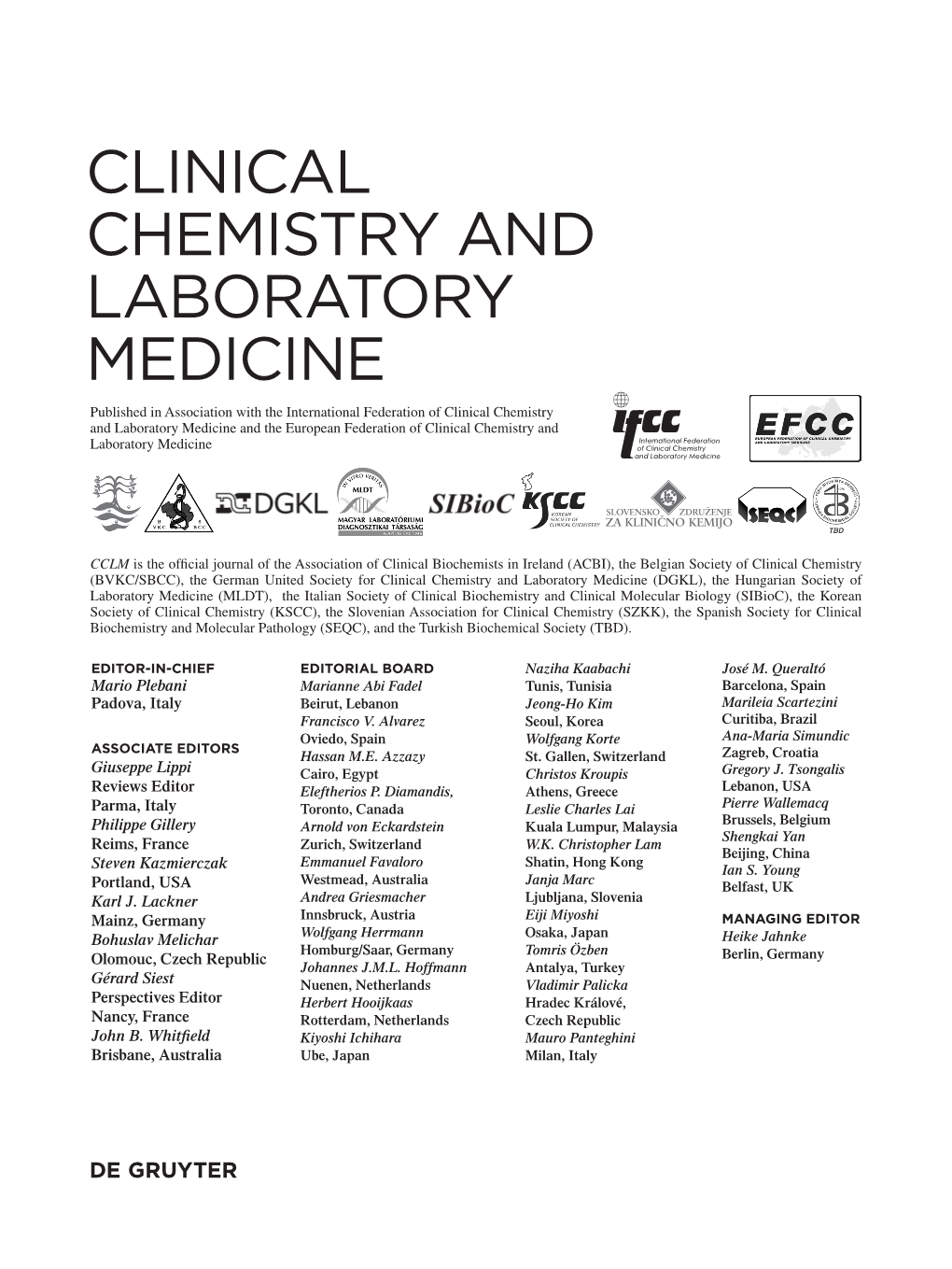 Clinical Chemistry and Laboratory Medicine