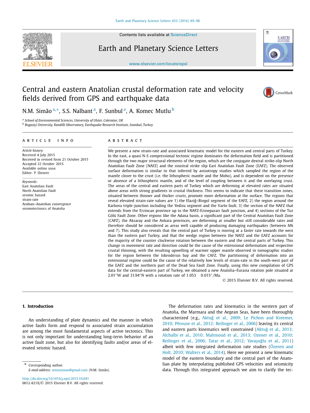 Central and Eastern Anatolian Crustal Deformation Rate and Velocity Fields Derived from GPS and Earthquake Data