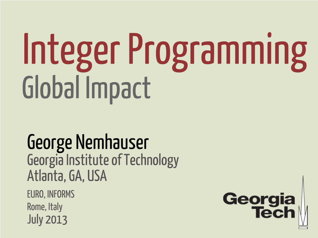 George Nemhauser