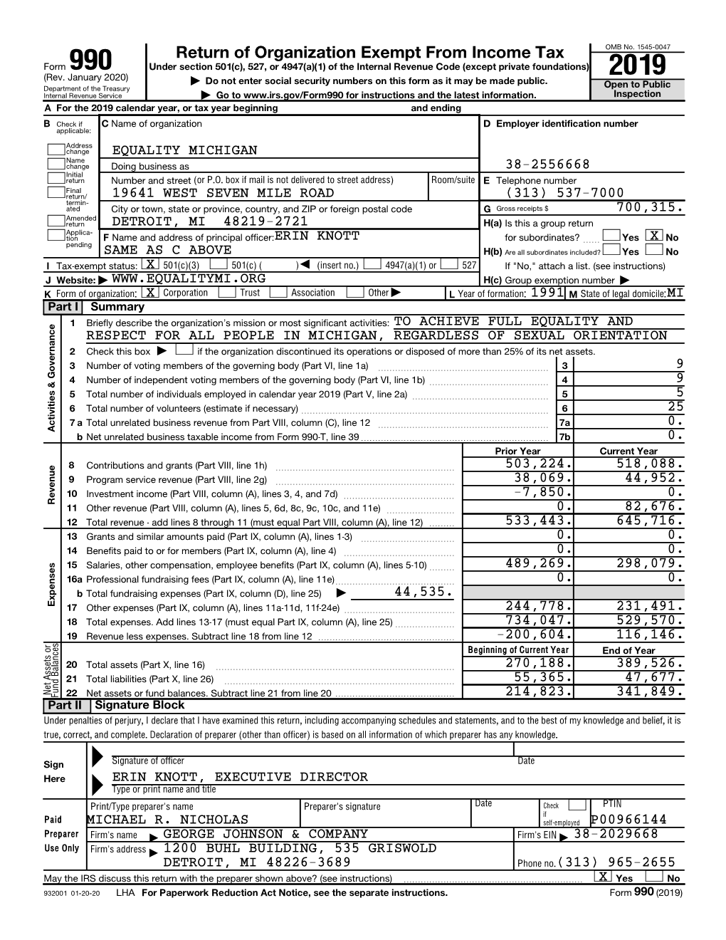 Return of Organization Exempt from Income Tax OMB No