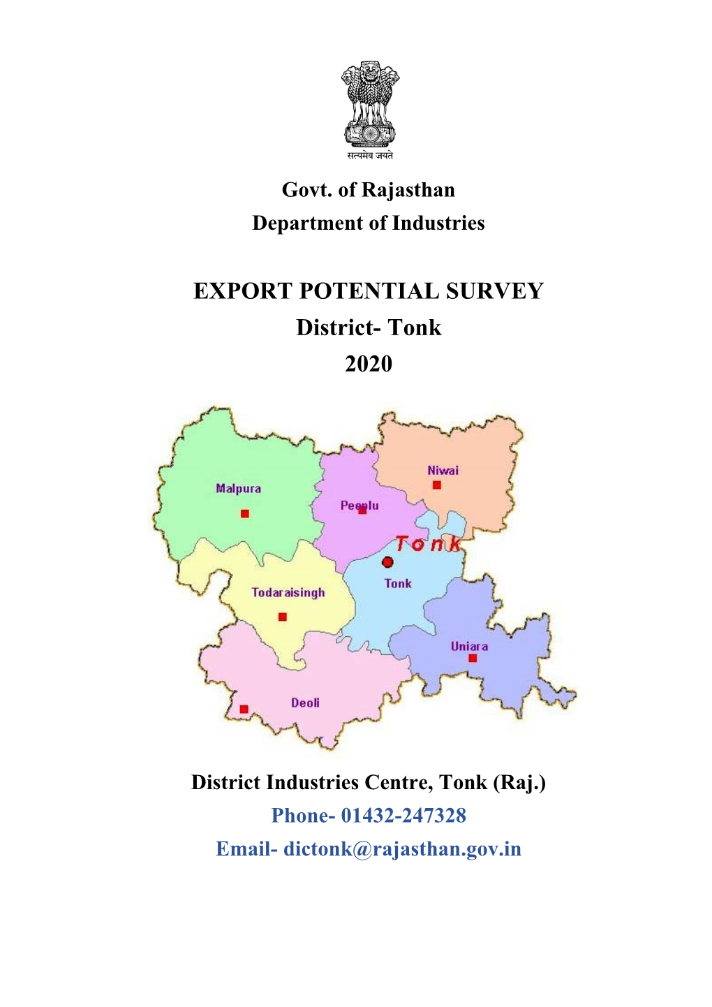 EXPORT POTENTIAL SURVEY District- Tonk 2020