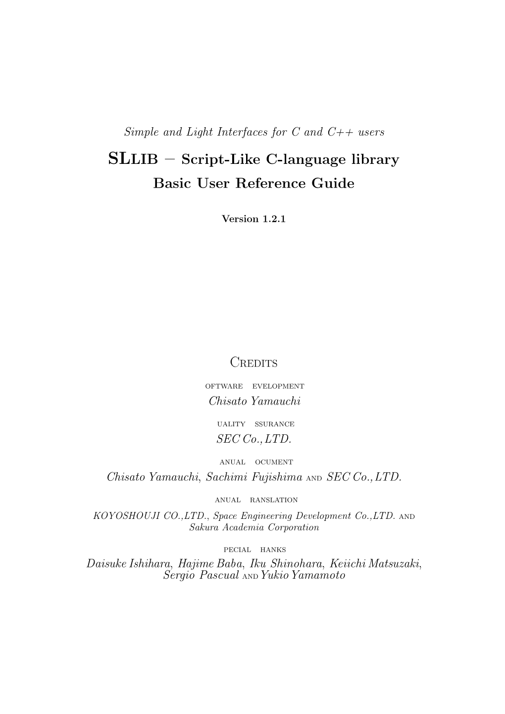 SLLIB – Script-Like C-Language Library Basic User Reference Guide