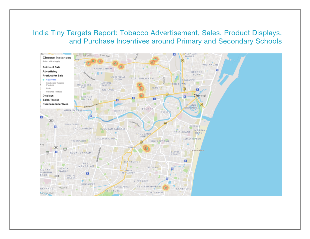 India Tiny Targets Report: Tobacco Advertisement, Sales, Product Displays, and Purchase Incentives Around Primary and Secondary Schools