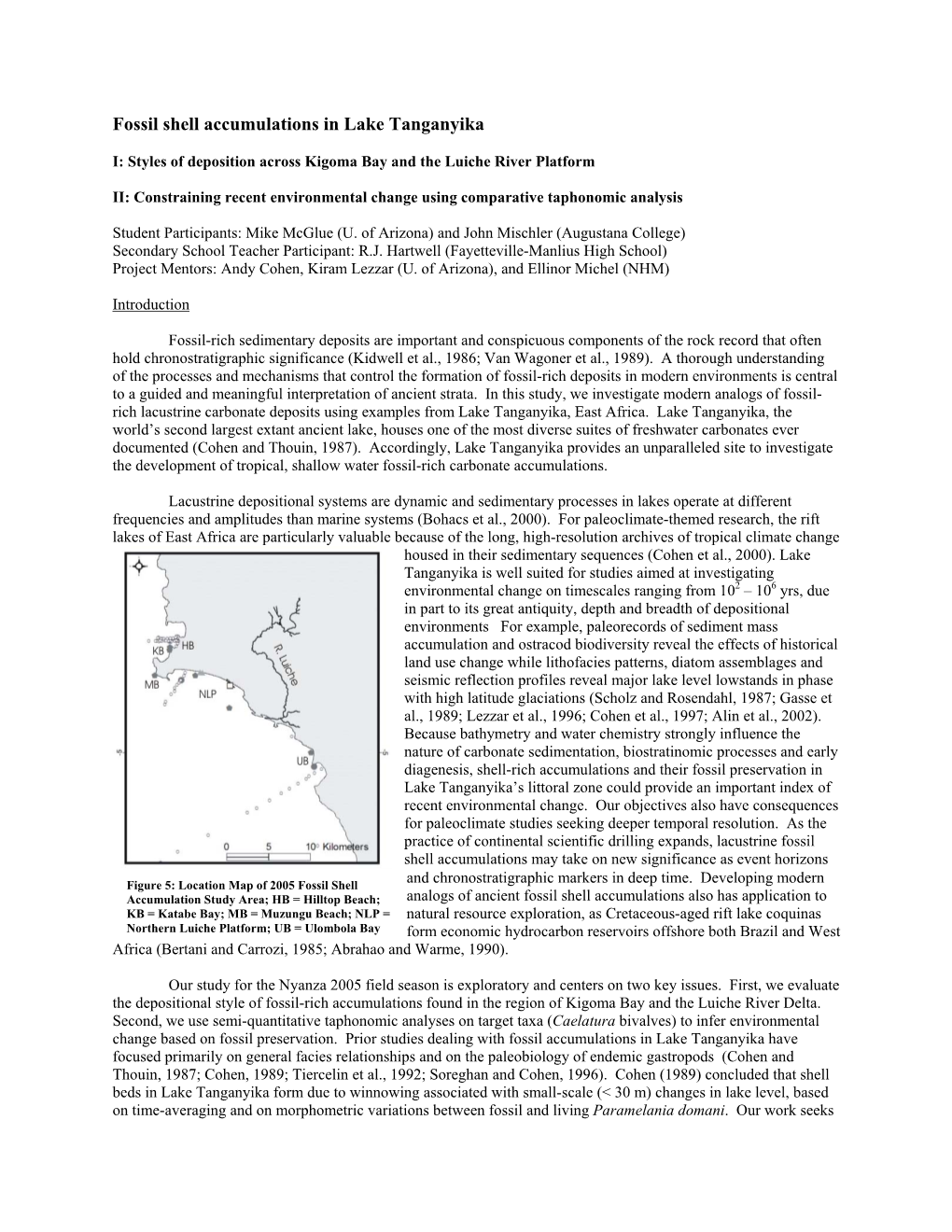 Fossil Shell Accumulations in Lake Tanganyika I: Styles