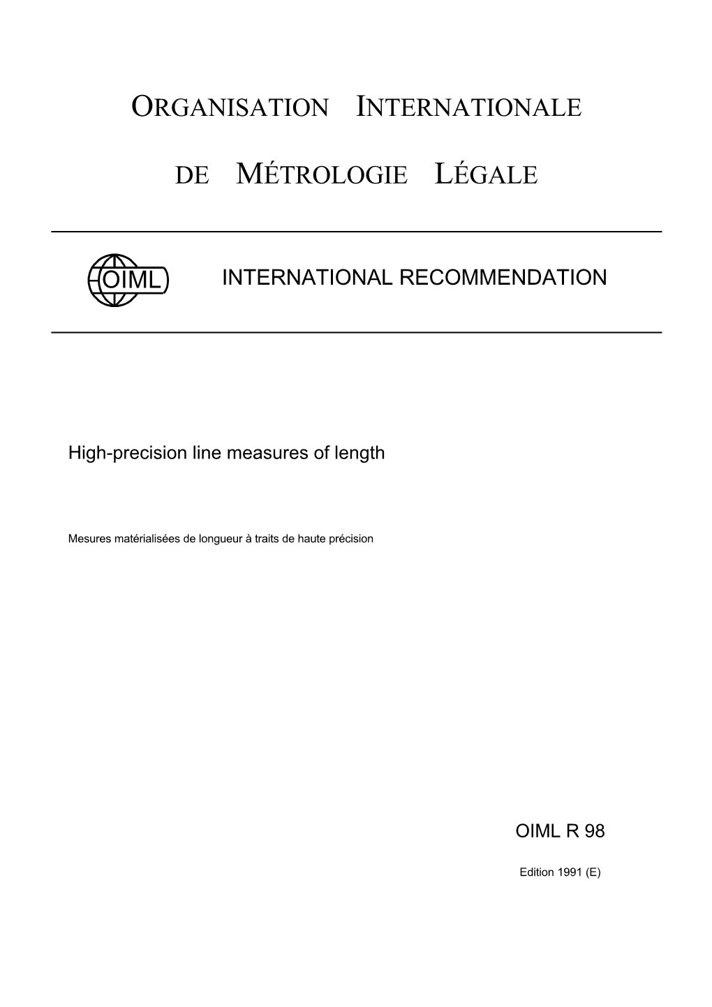 OIML R 98 (E), Edition 1991
