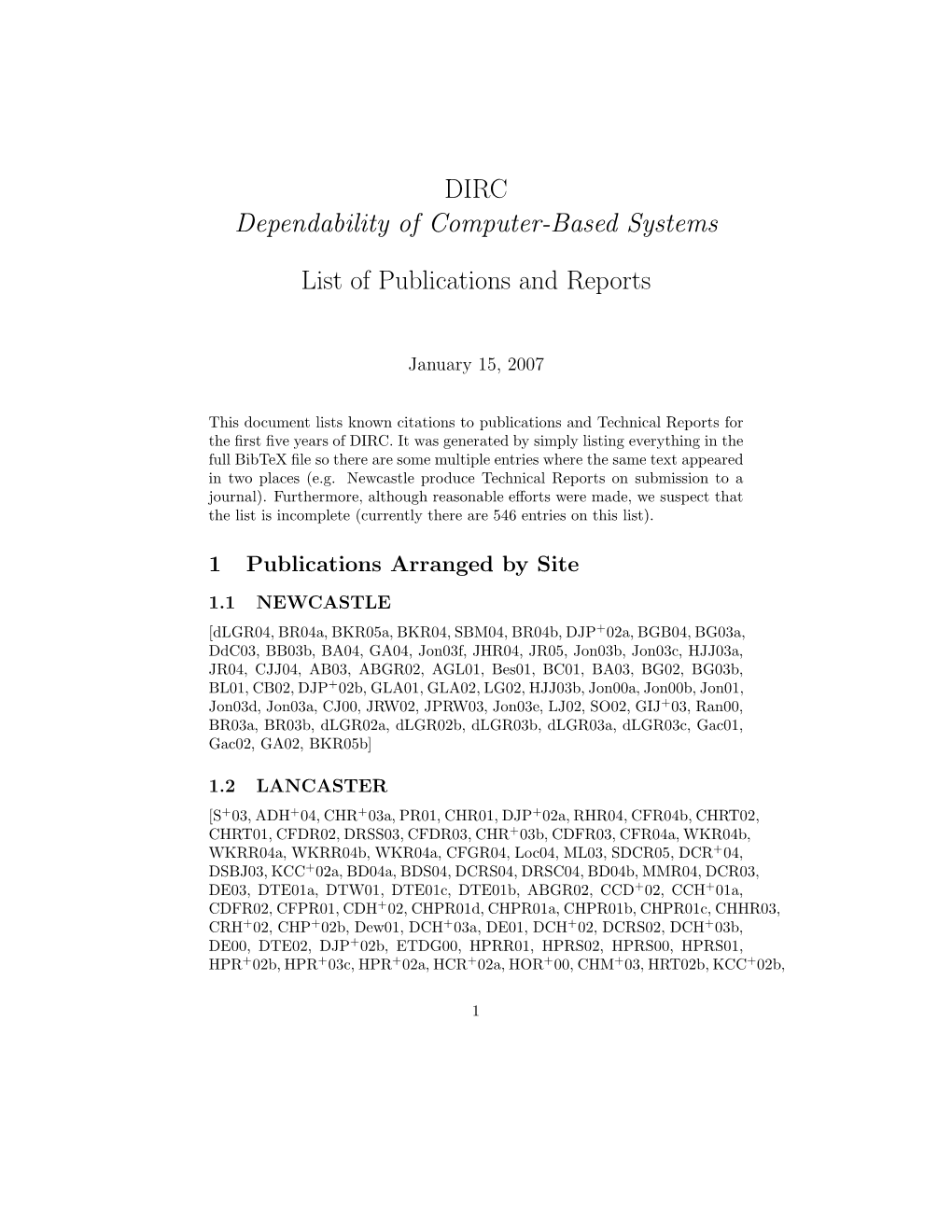 Full List of DIRC Publications