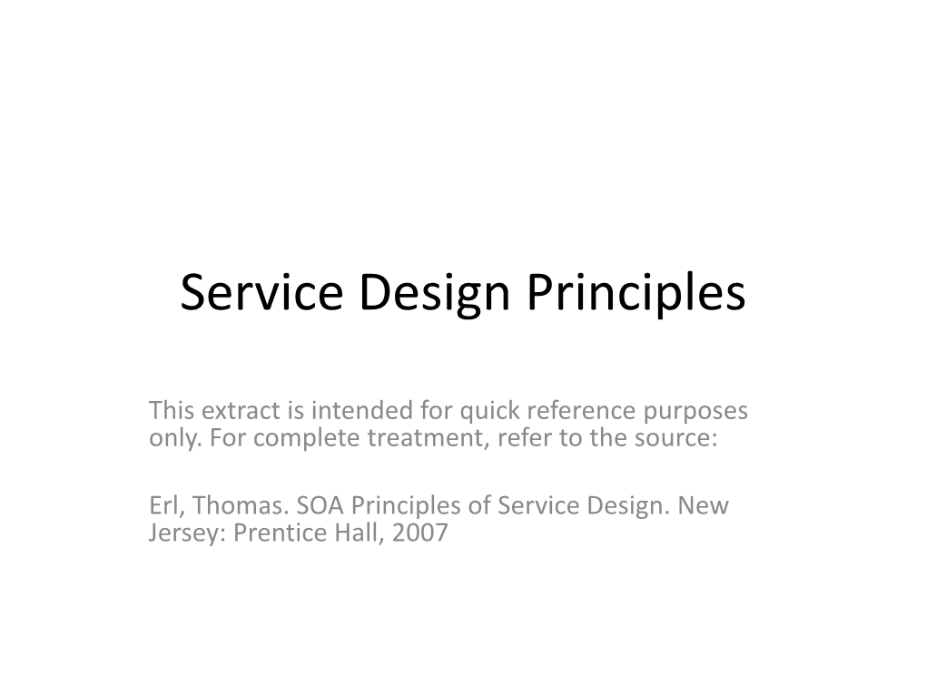 Service Design Principles