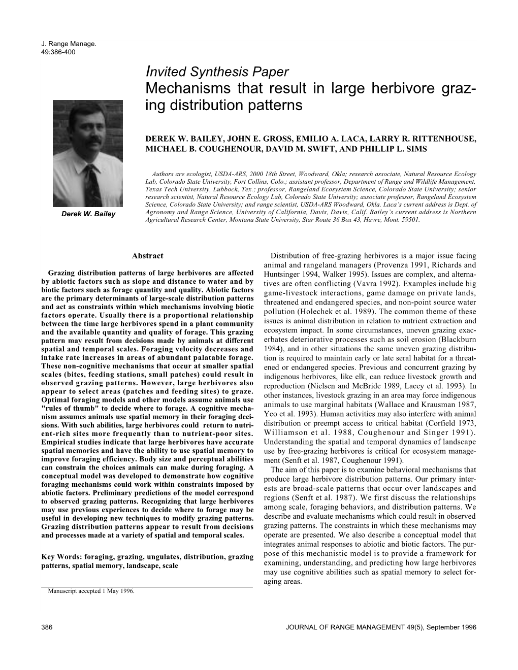 Mechanisms That Result in Large Herbivore Graz- Ing Distribution Patterns