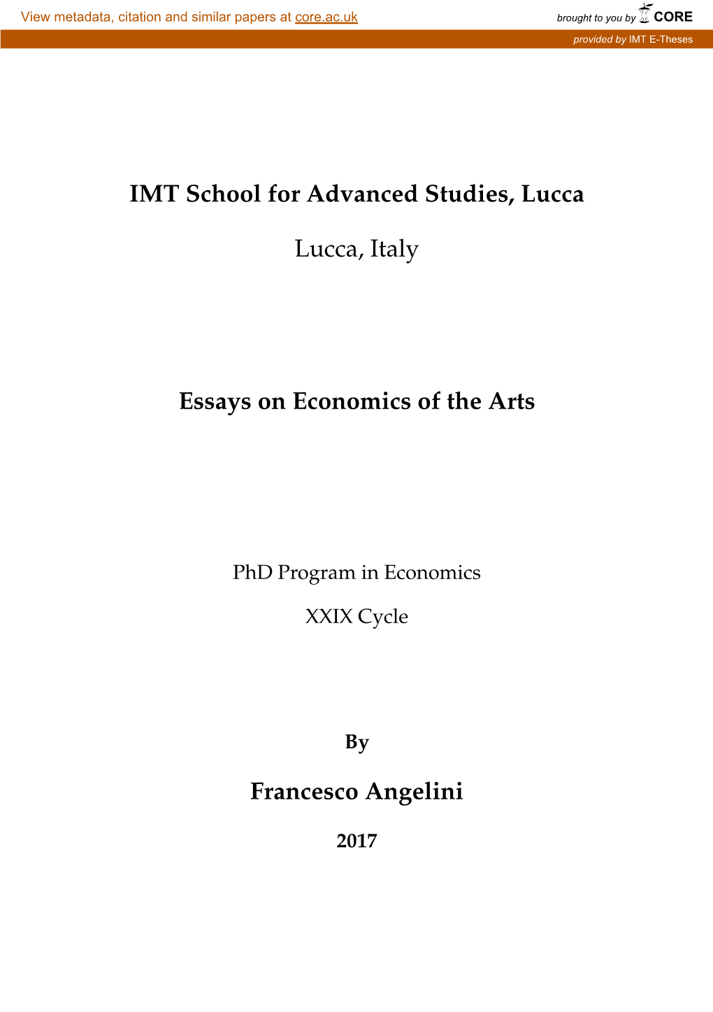 Essays on Economics of the Arts