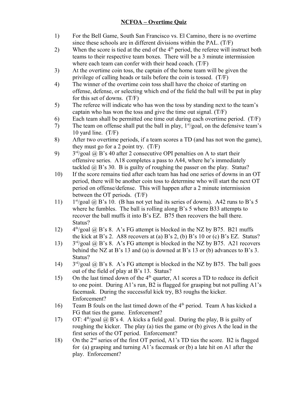 NCFOA Overtime Quiz