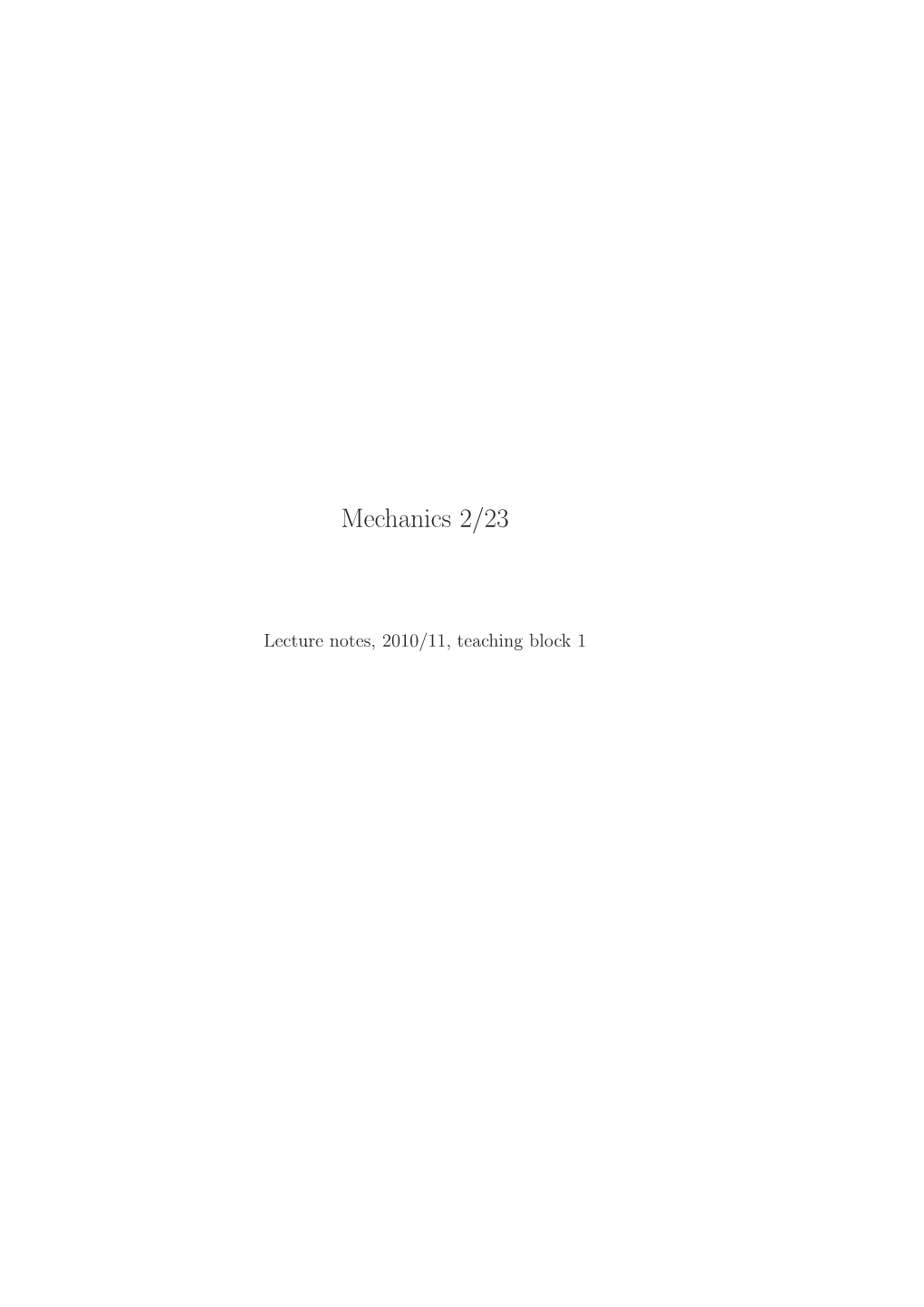 Mechanics 2/23