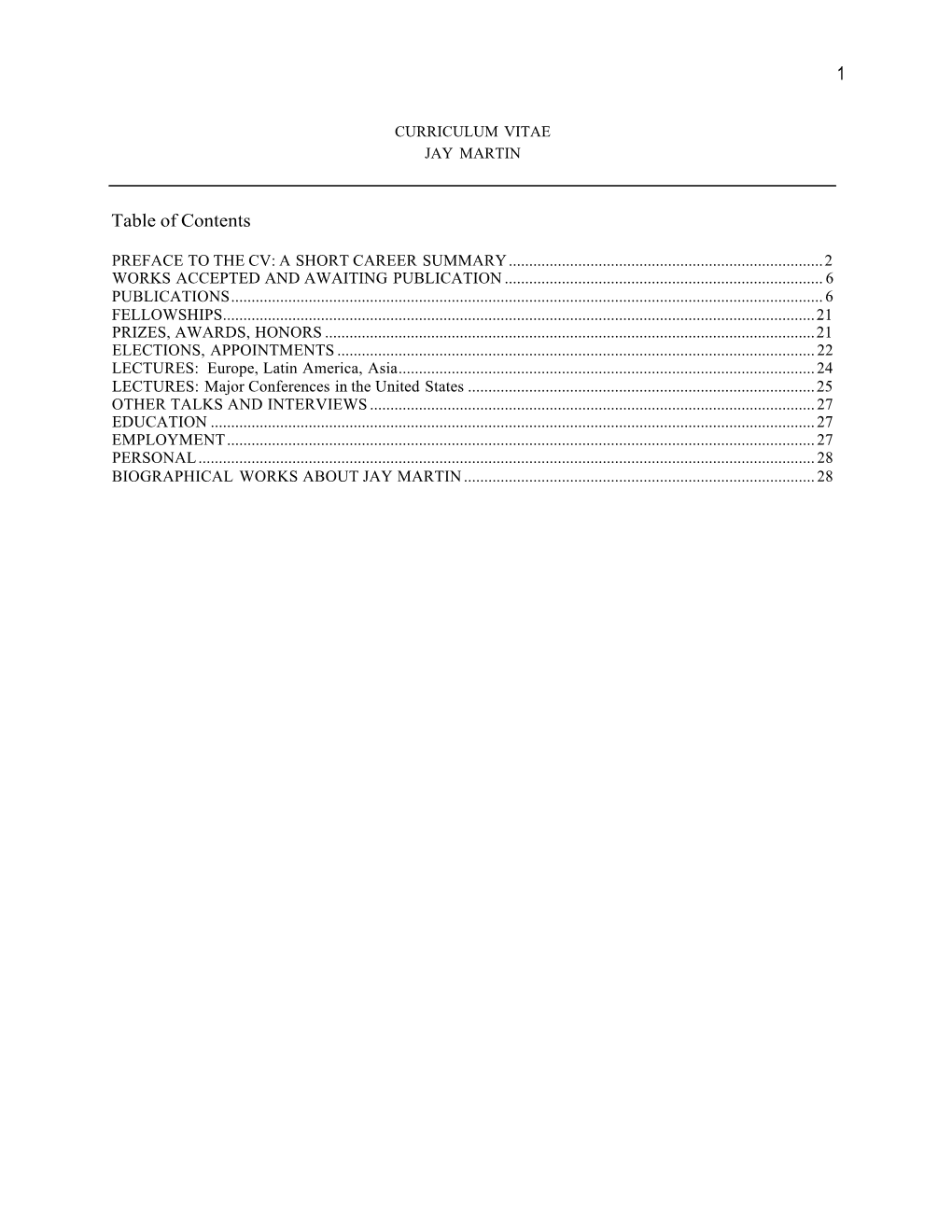 1 Table of Contents