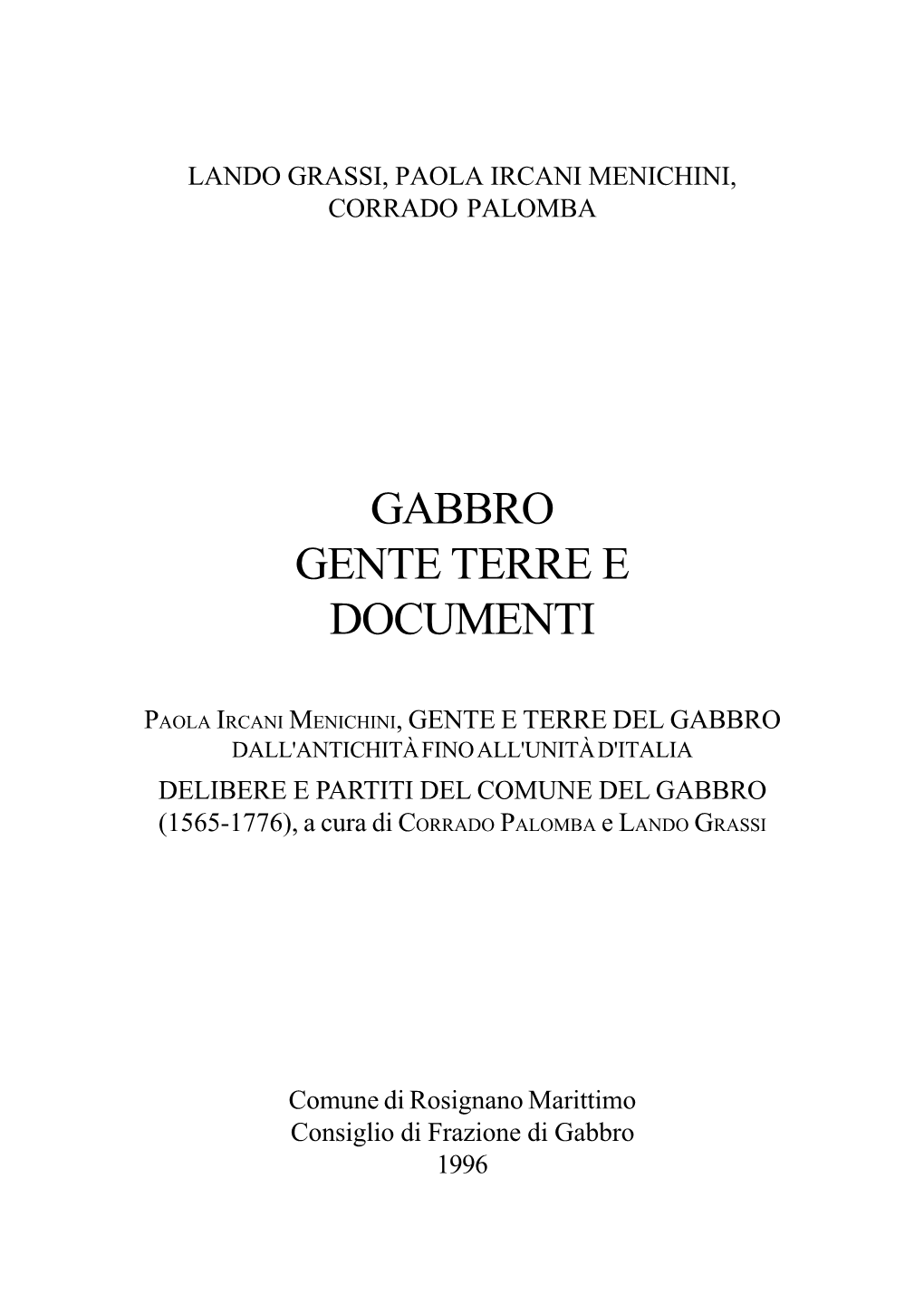 Gabbro Gente Terre E Documenti