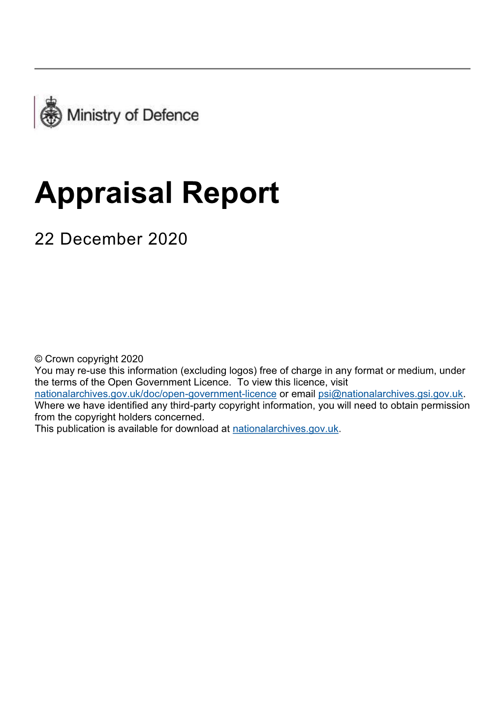 MOD Records Appraisal Report 2020