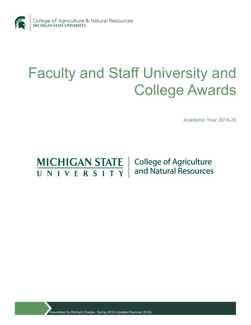 Faculty and Staff University and College Awards