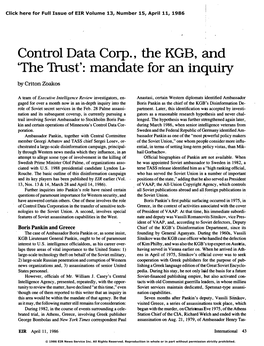 Control Data Corp., the KGB