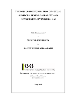 Sexual Morality and Homosexuality in Keralam