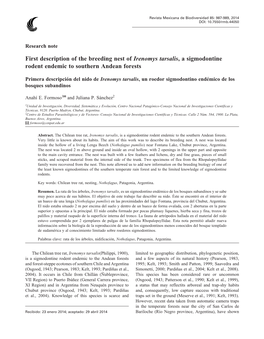 First Description of the Breeding Nest of Irenomys Tarsalis, a Sigmodontine Rodent Endemic to Southern Andean Forests