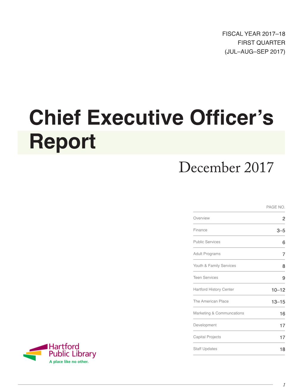 Chief Executive Officer's Report