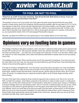 Opinions Vary on Fouling Late in Games