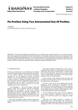 Fix Position Using Two Astronomical Line of Position