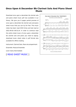 Once Upon a December Bb Clarinet Solo and Piano Sheet Music