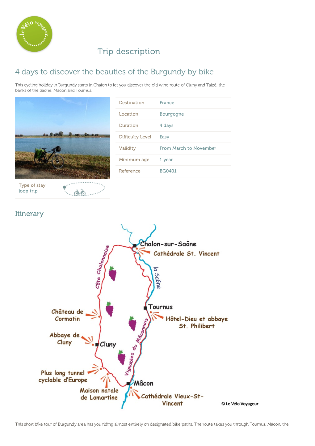 Trip Description 4 Days to Discover the Beauties of the Burgundy by Bike